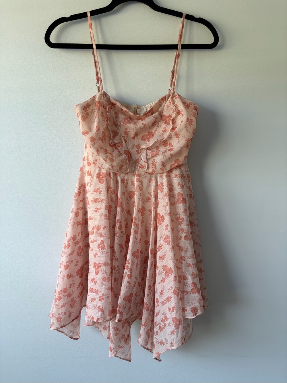 Motel Rocks Peach Floral Ruffle Mini Dress NWT Small Cottagecore Fairycore